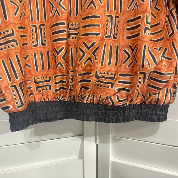 Vtg Avon Style Women’s Nylon Zip Jacket Small – Orange Tribal Print Windbreaker - Picture 9 of 13